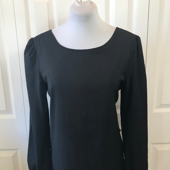 Cable & Gauge Dresses Cable Gauge Black Sheath Dress White Bow Back